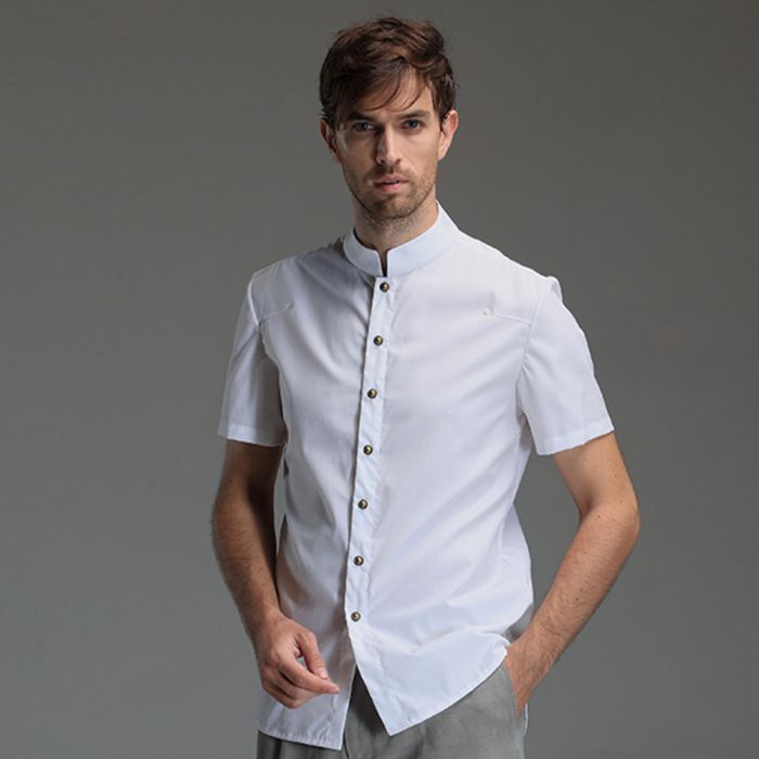 Chinese collar dress shirt mens