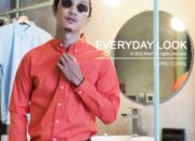 Men's long sleeve coral dress shirt