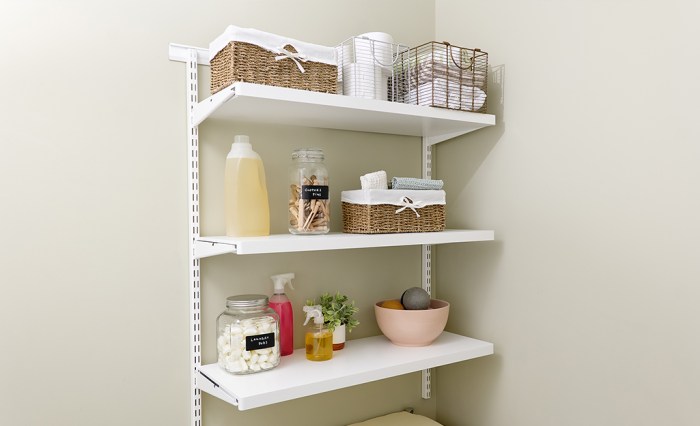 How to decorate a laundry room shelf